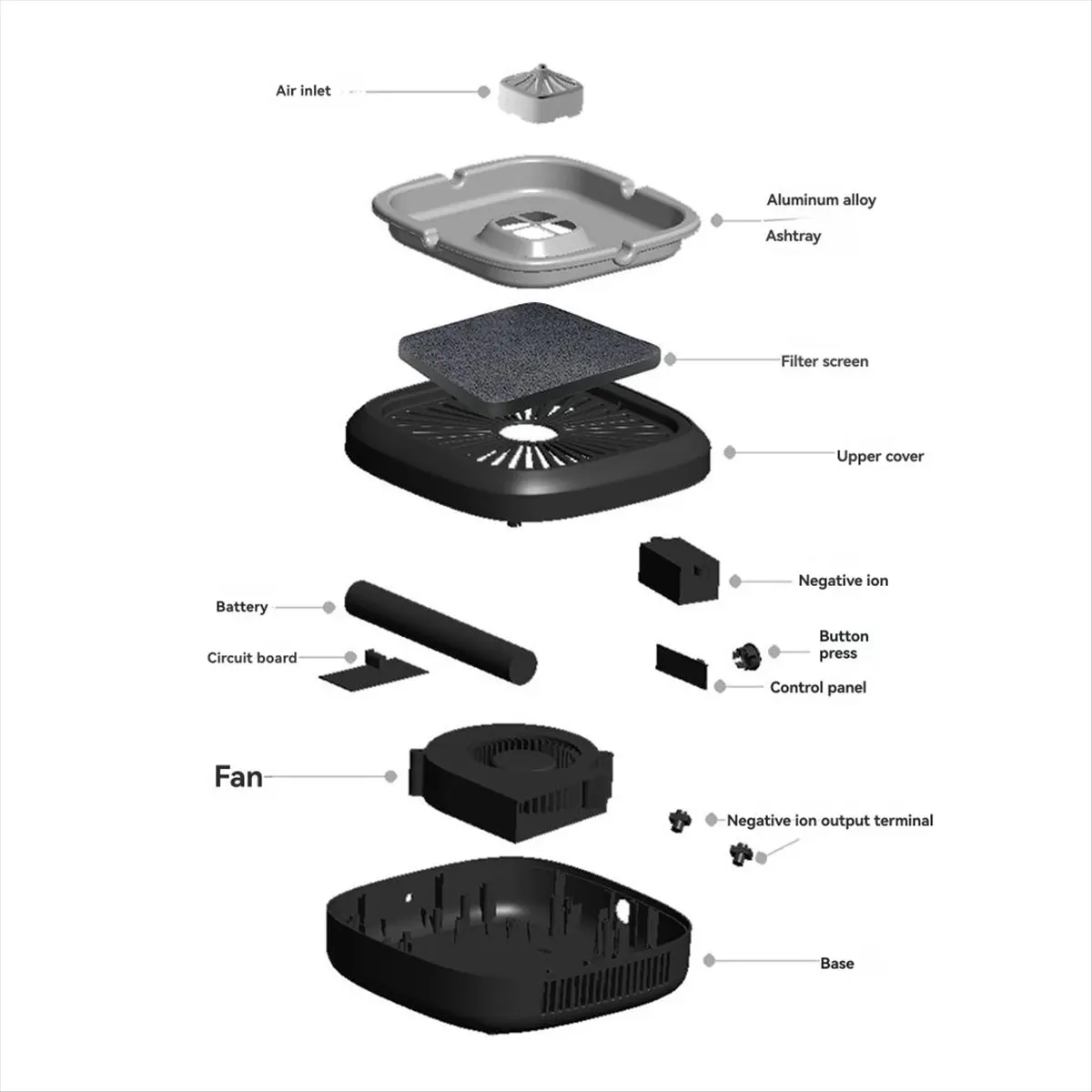 2026 + Metal Electric Ashtray Smokeless Usb Anti-Odor Anti-Smoke Smell Proof Air Purifier Smoke Vacuum Cleaner Accessories
