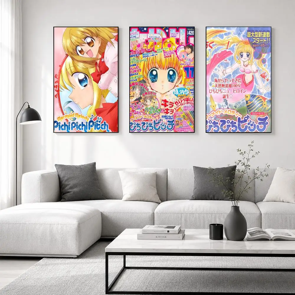 Anime Mermaid Melody Poster High-definition  poster stickers, suitable for bedroom, living room, home decoration