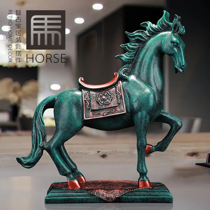 Home Furnishing European Horse Decoration Living Room Wine Cabinet Entrance Desk Office Lucky Crafts