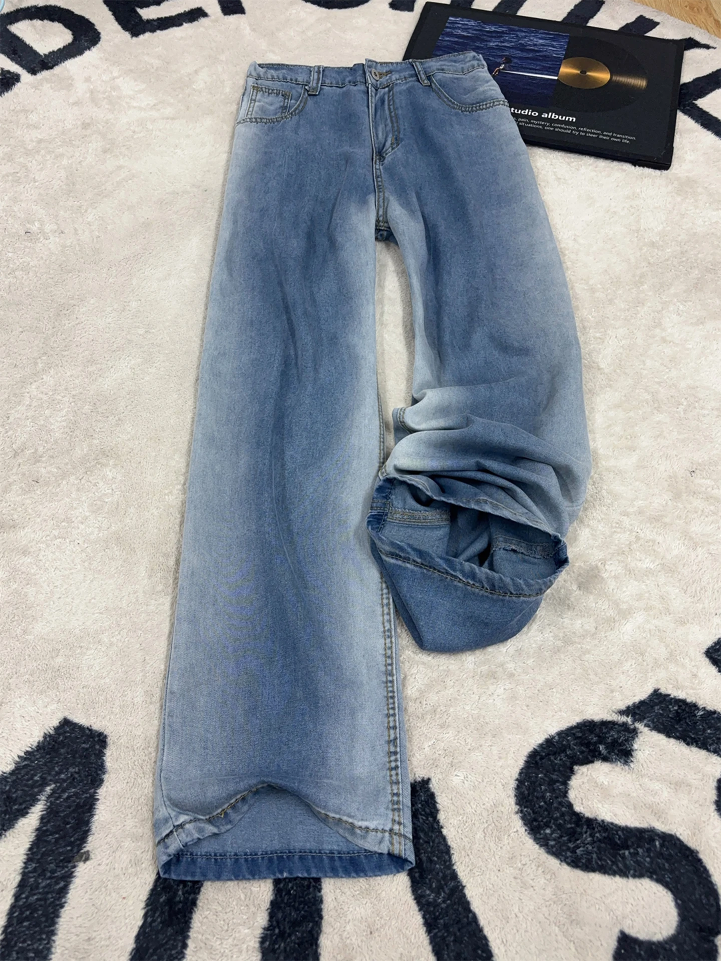 

LCelulose Ice Silk Men's Jeans Summer Thin Drapey High Street Loose Straight Leg Elastic Denim Pants CleanFit Sle Casual Wear