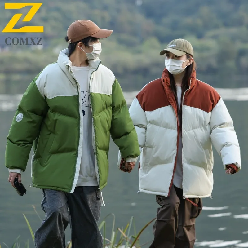 

COMXZ 2025, мужская хлопковая куртка свободного покроя в японском стиле, теплая хлопковая куртка с воротником-стойкой, зимнее модное модное пальто