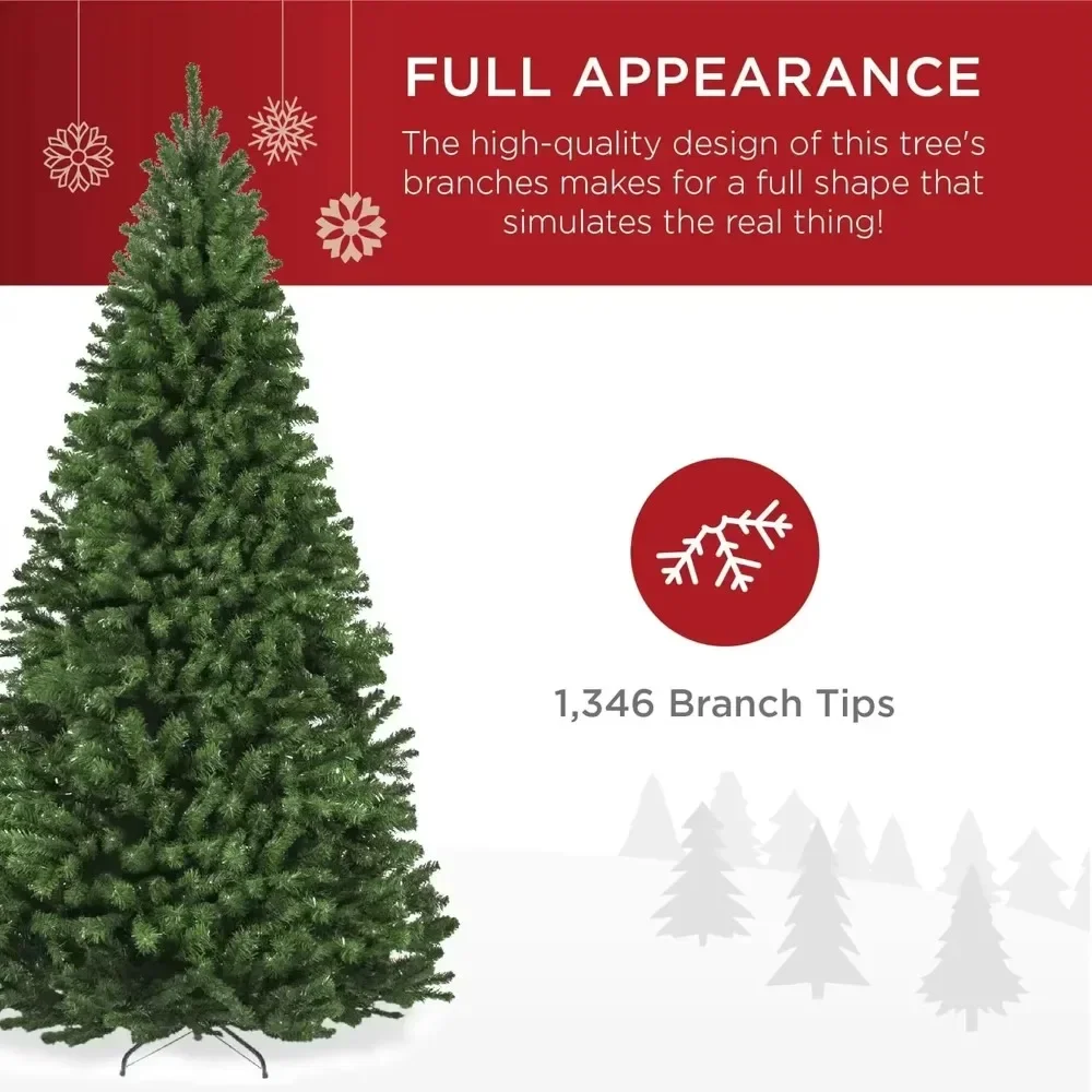 Christmas Tree, 7.5ft,Realistic Spruce Holiday Décor Dense Branches, Easy Assembly, Metal Base,Artificial,unlit Design