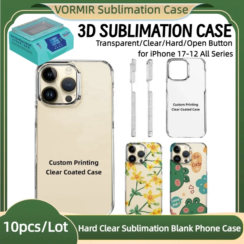 

VORMIR 10pcs Hard Clear Sublimation Phone Case for iPhone 17 16 15 14 13 12 Pro Max 3D Photo Print Thermal Transfer Blank Covers
