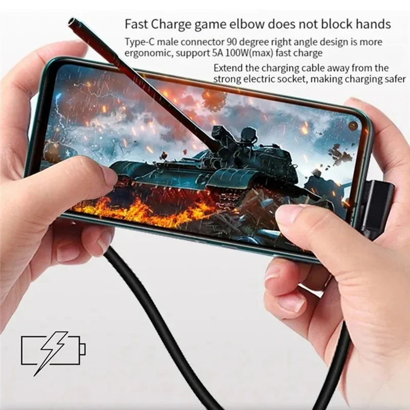 ABGN USB-C Extension Cable 90 Degree Elbow USB 3.2 Gen2, PD 100W, 20Gbps Data Transfer For Monitor Casting,VR 1M