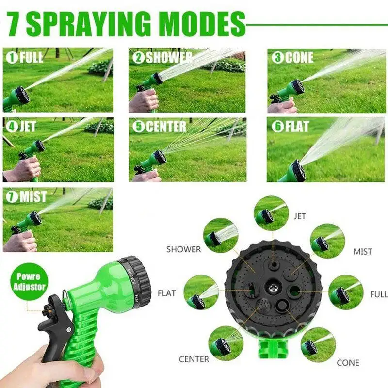25FT-100FT Ausziehbarer Flexibler Gartenschlauch Gartenbedarf Hochdruck-Autowäsche 7 Wassersprühfunktionen Wasserpistole – Detail 12