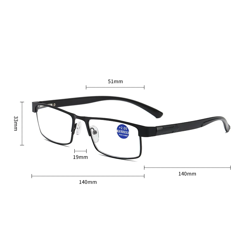 2023 Óculos de leitura masculinos Metal Frame HD Anti óculos de sol azuis femininos Fotocromático Presbyopic Glasses