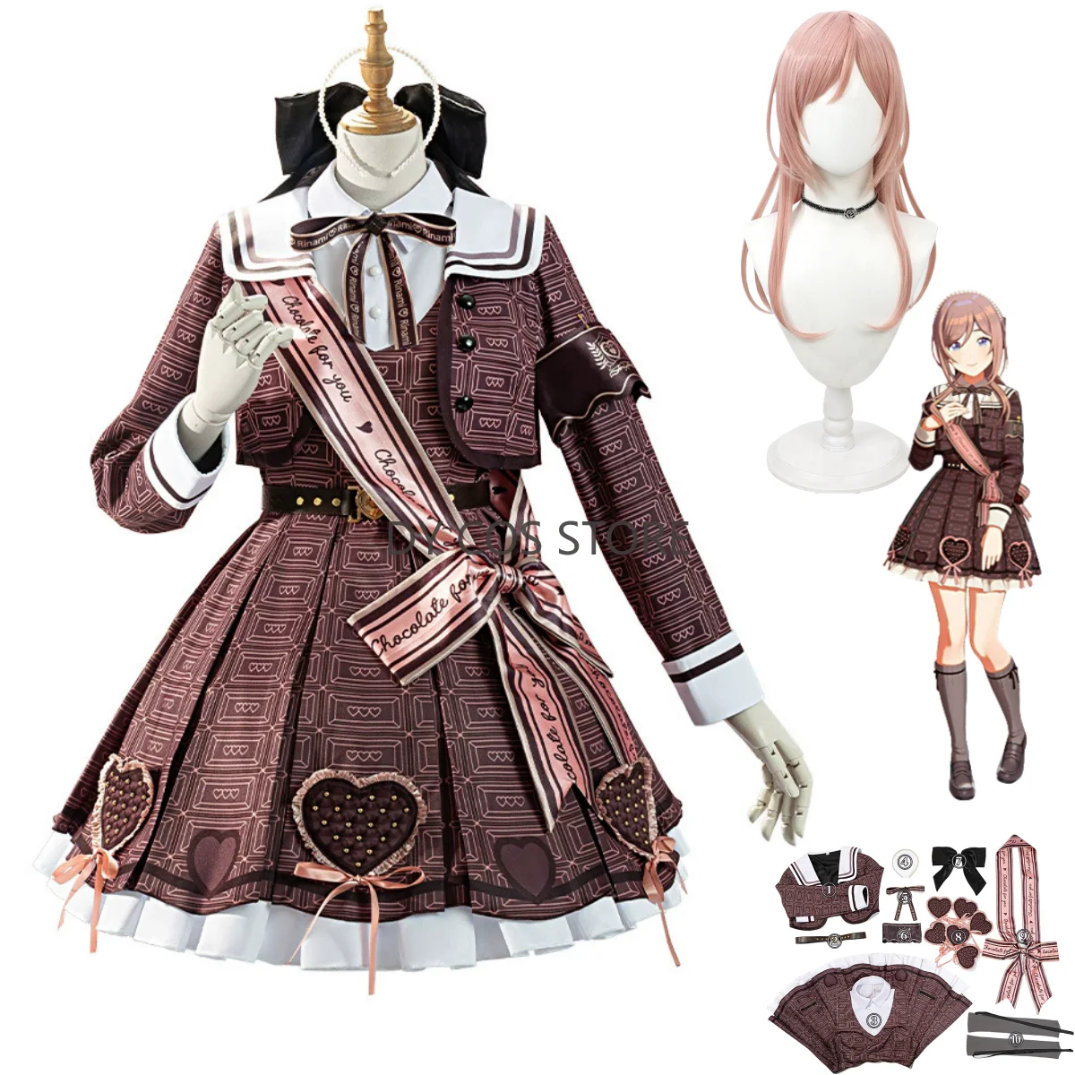 

Аниме игра THE IDOLM @ STER Himesaki Rinami, карнавальный костюм, коричневая юбка Лолиты, пальто, униформа, парик, женский милый костюм для дня рождения