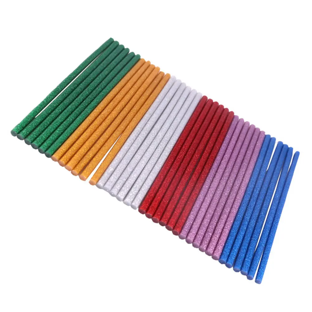 60Pcs Colored Eva Resin Hot Glue Sticks DIY Craft Mini Hot Melt Sticks Glitter Adhesive for Repairs Sealing General Use