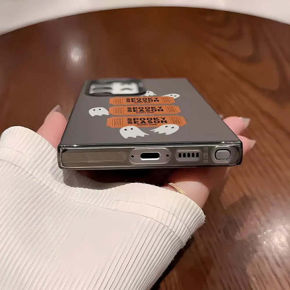 S-spooky temporada bilhete caso de telefone para samsung galaxy s25 s24 s23 ultra s22 plus s20 a55 laser colorido à prova de choque imd duro