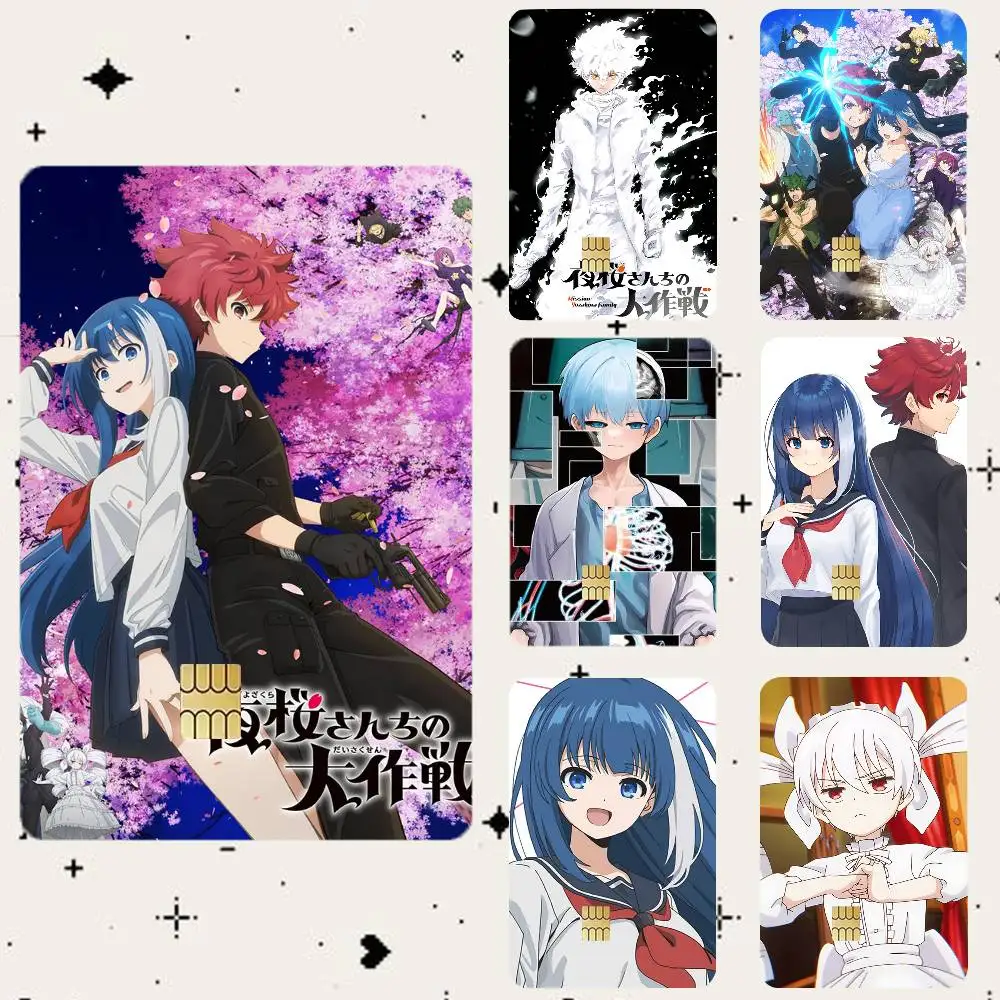 Y-Yozakura Family HD Waterproof Card Skins Protective Stickers for Credit Bank Game Cards