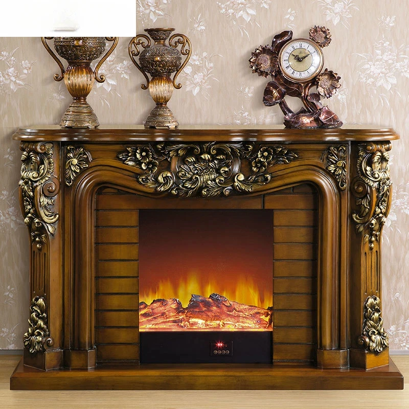 

1.2/1.35/1.5m European fireplace decorative cabinet Solid wood entrance TV cabinet simulation fire led electric fireplace core