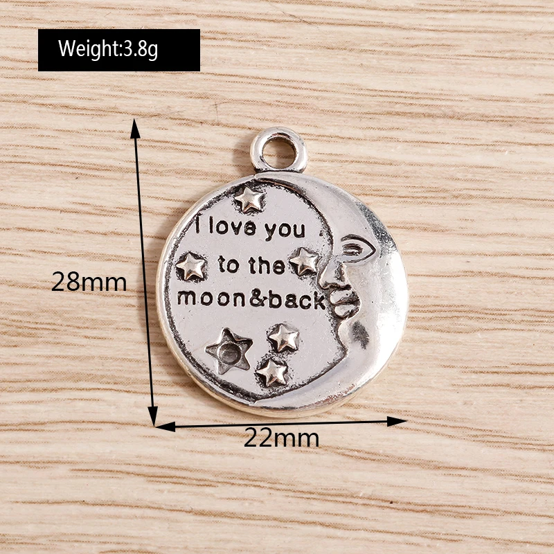 Tusember 10 Stück 28 x 34 mm niedliche Mond-Anhänger aus Legierung für die Schmuckherstellung, Halskette, Ohrringe, Armband, DIY, handgefertigtes Kunsthandwerk – Detail 15