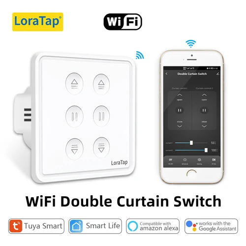 Imagen 1 del producto Tuya Smart Life UE WiFi doble cortina interruptor para persiana enrollable motor eléctrico Google Home Alexa Echo Control de voz DIY