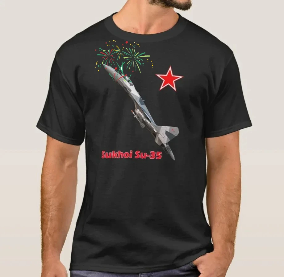 Russian Air Force Sukhoi Su-35 Super Flanker Fighter T-Shirt 100% Cotton O-Neck Short Sleeve Casual Mens T-shirt Size S-3XL