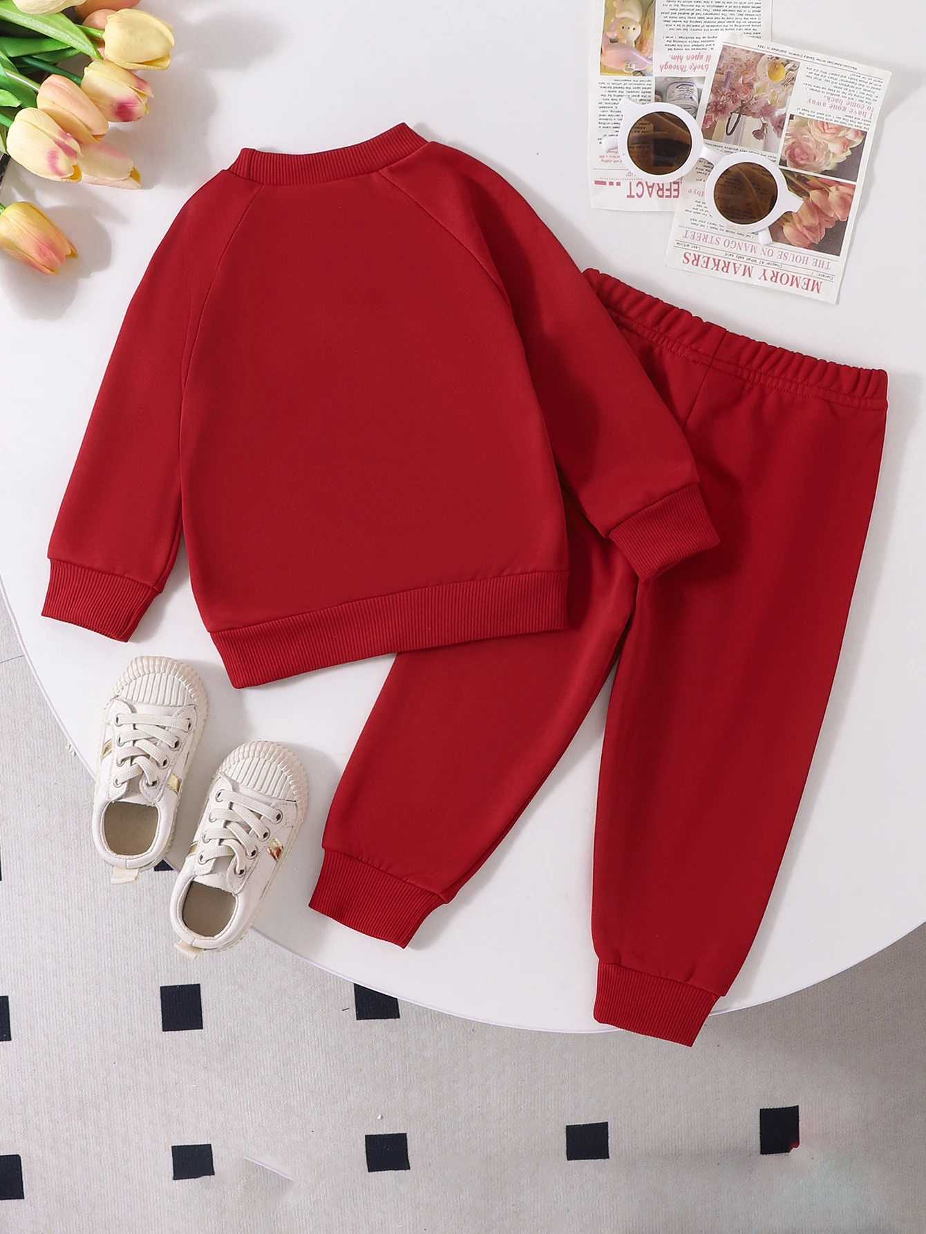 2PCS Autumn New Style For Boys And Babies Casual Fashion Round Collar Raglan Sleeves Embroidered Top And Trouser Set