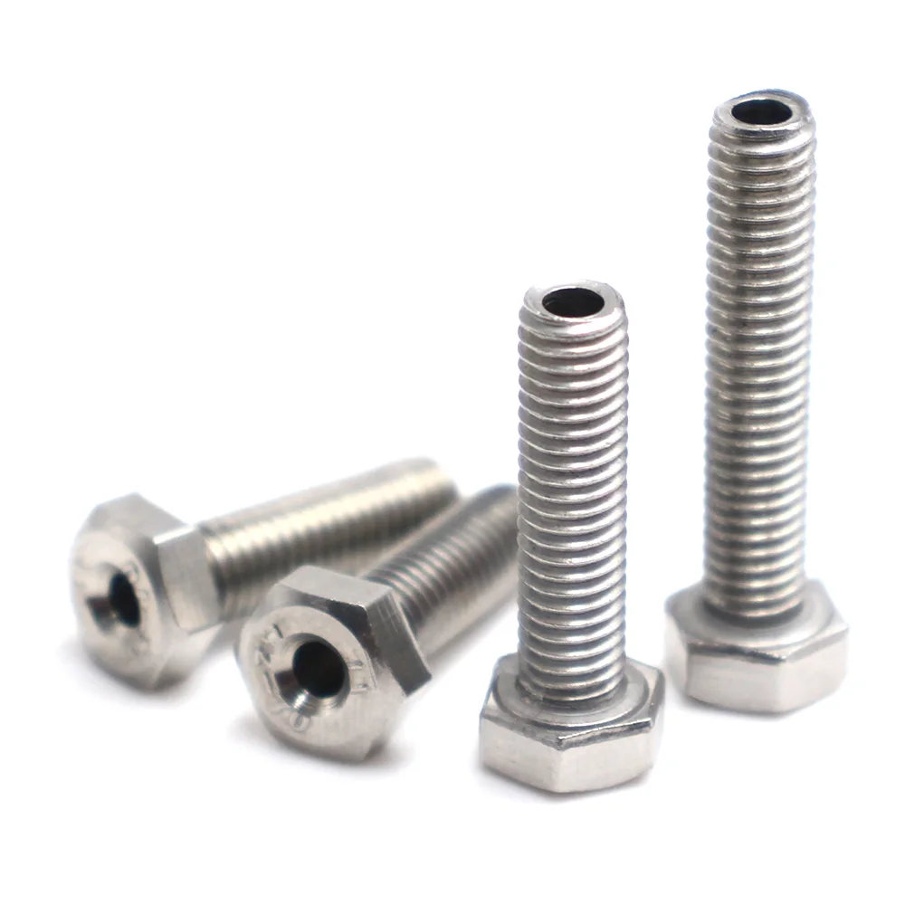 304 Stainless Steel External Hex Hollow Bolts Through Hole Perforated Hollow Screws With Hole M4-M20