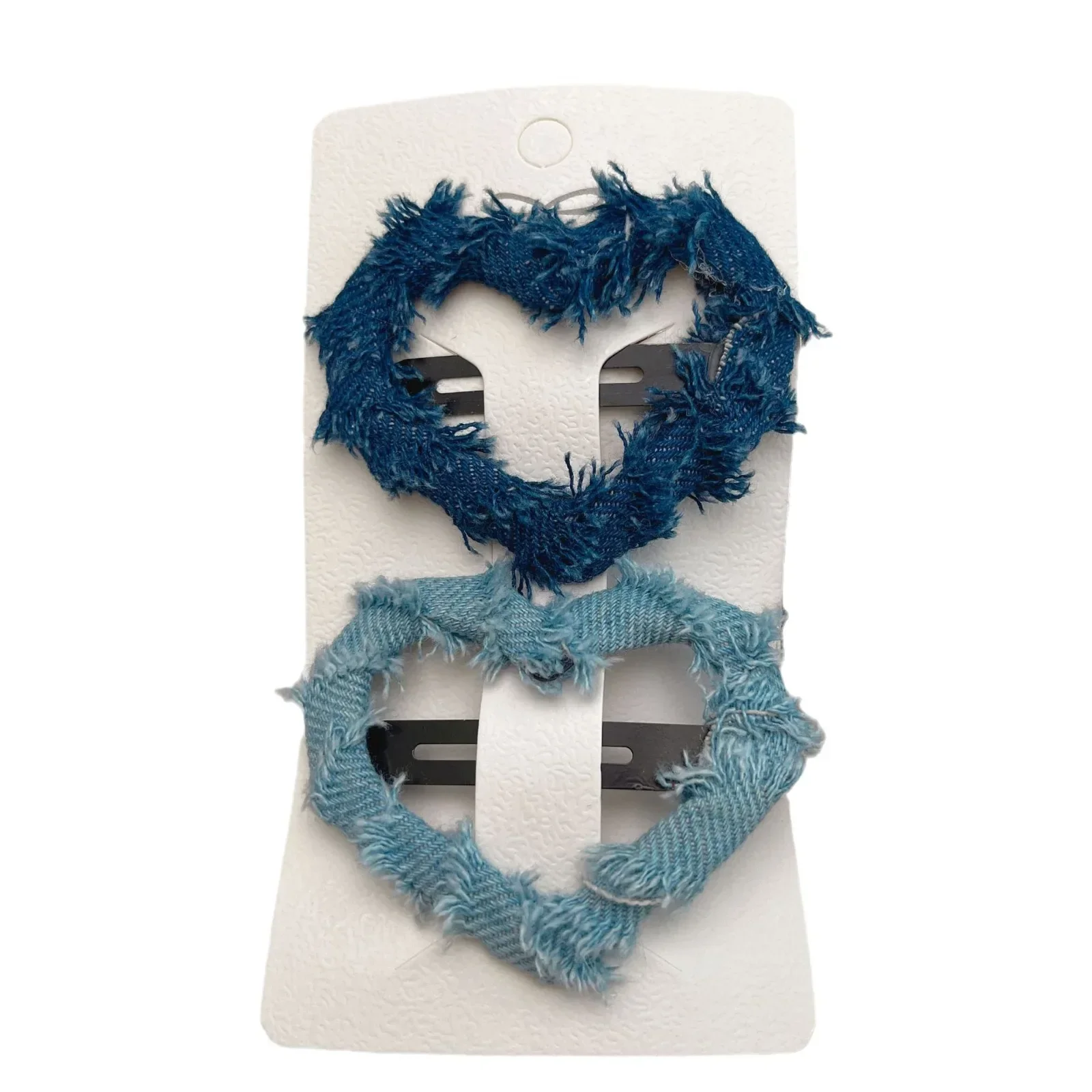 

Korean Fashion Love Heart New Denim Blue Fabric Hair Side Clip Sweet Girls Hair Pin Star Shaped Forehead Broken Hair Clip