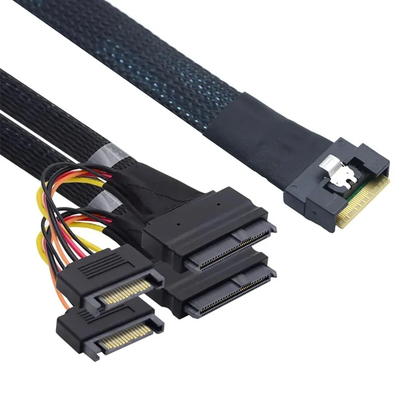 All Inclusive Scoop-Proof For SFF-8654 8i to 2X SFF-8639 U.2 U2 with 15P SATA Power NVME SSD Cable