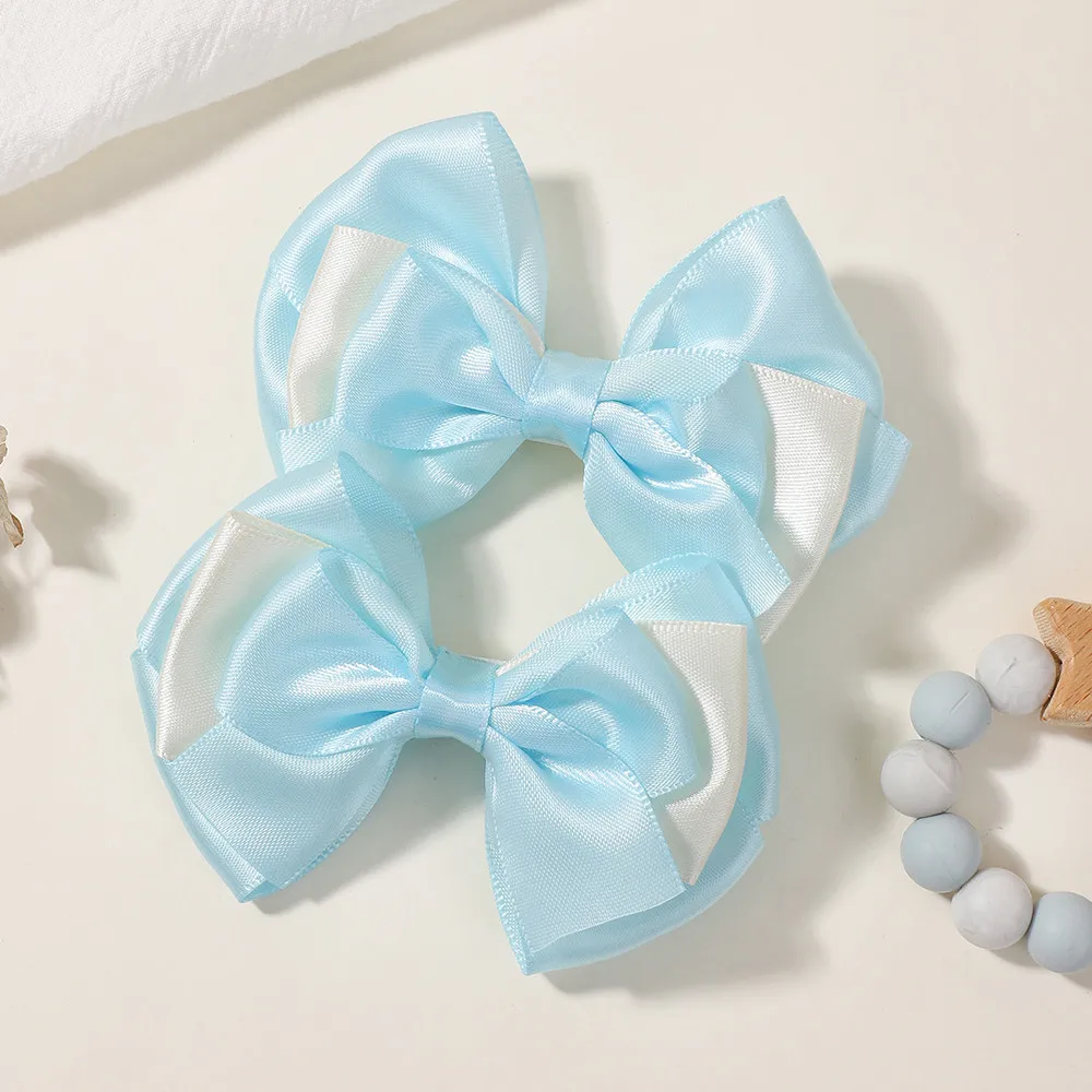 2 Stück Haarspangen mit Schleife für Damen und Mädchen, Lolita-Satin-Haarspangen, frische Kopfbedeckung, Accessoires