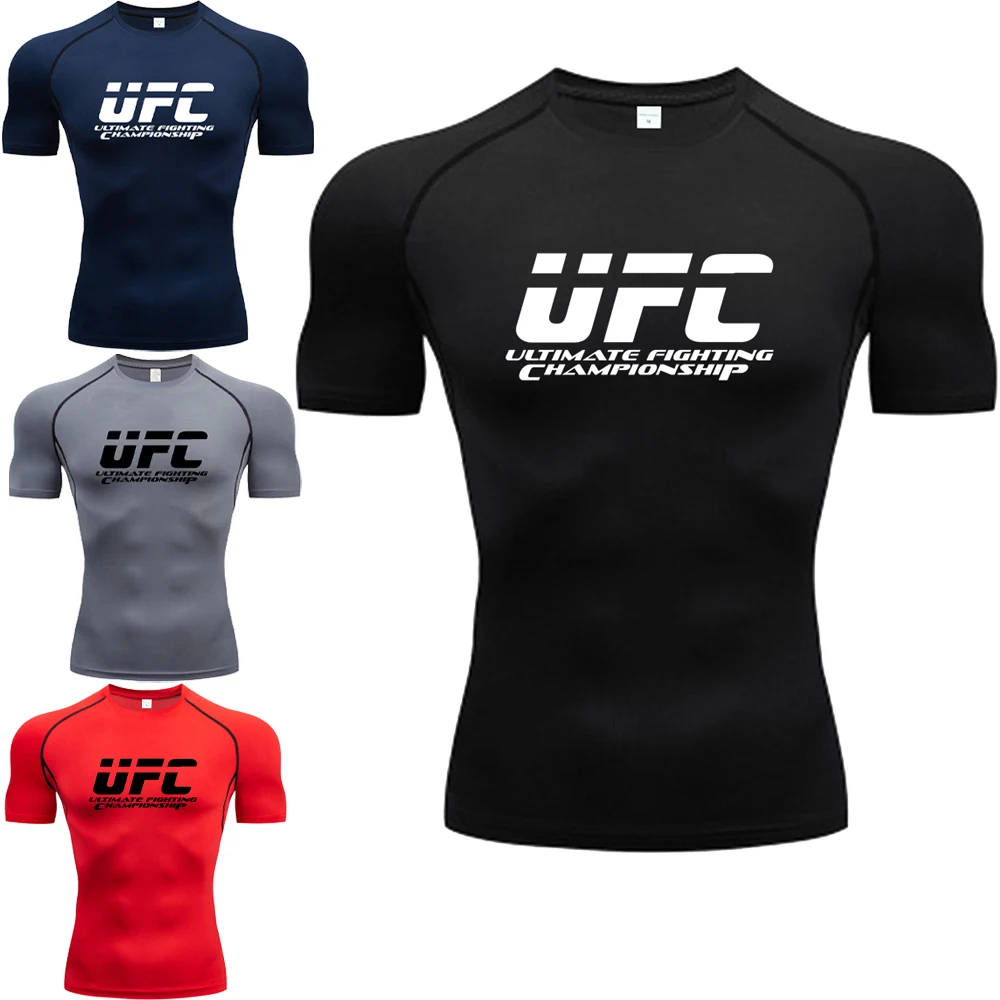 2025-T-shirt Respect The Fight Men's Short Sleeve Ultimate Fighting Championship Training Tops