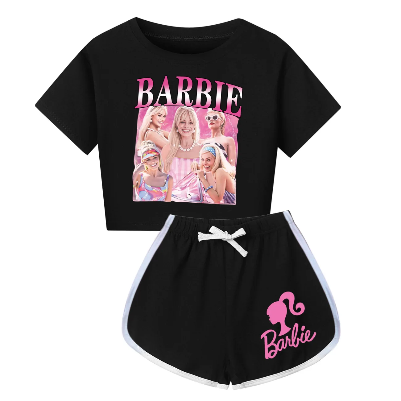 Barbie the movie Kids Clothes Summer Baby Boys Girls Casual T-shirt +Short Pants Sport Outfits Children Pajamas Suit 2-15Y