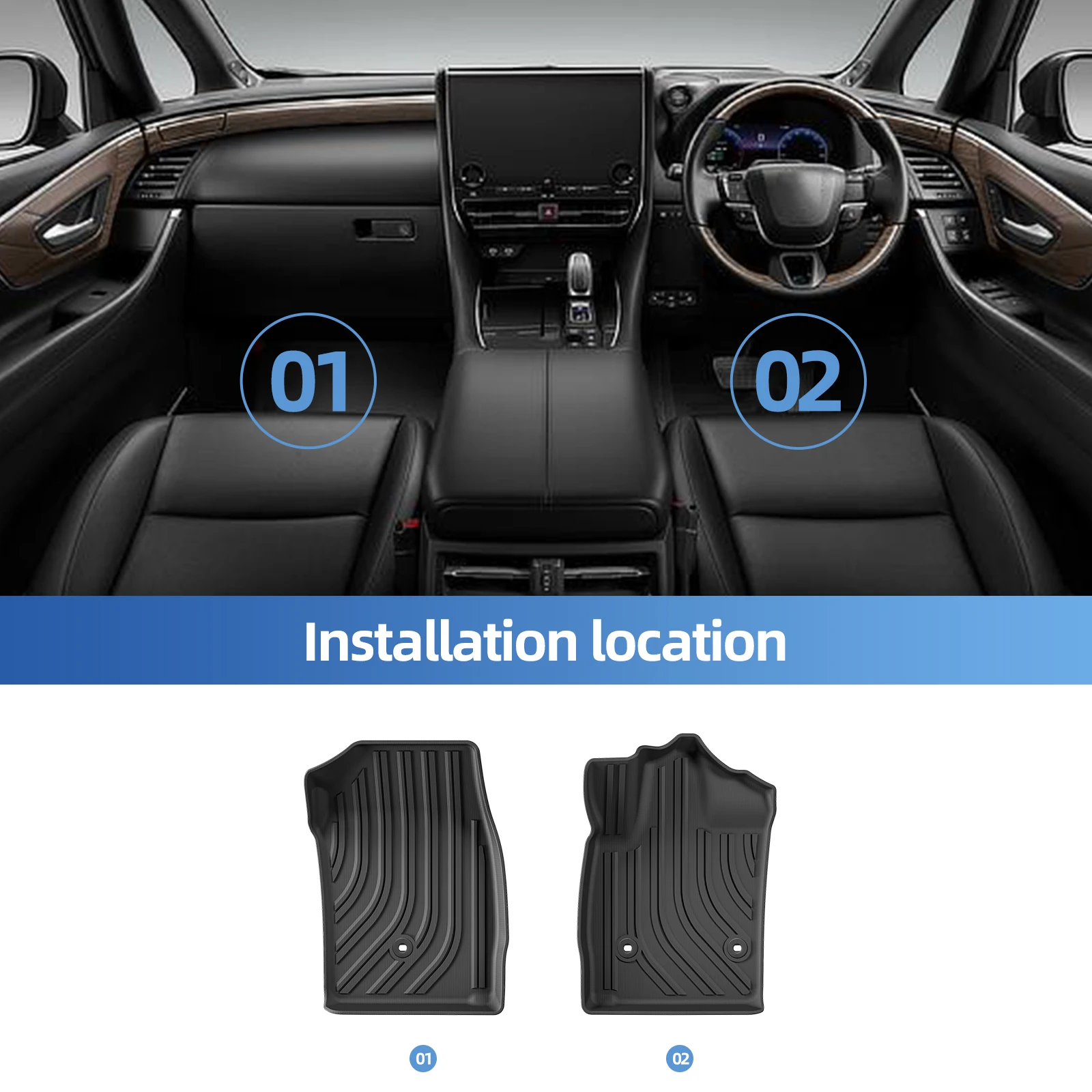 Right Drive for Toyota Alphard-Velfire AH30 30 Series 2019-2023 Fuel All-weather Floor Mats Anti-slip Foot Pads Car Accessories