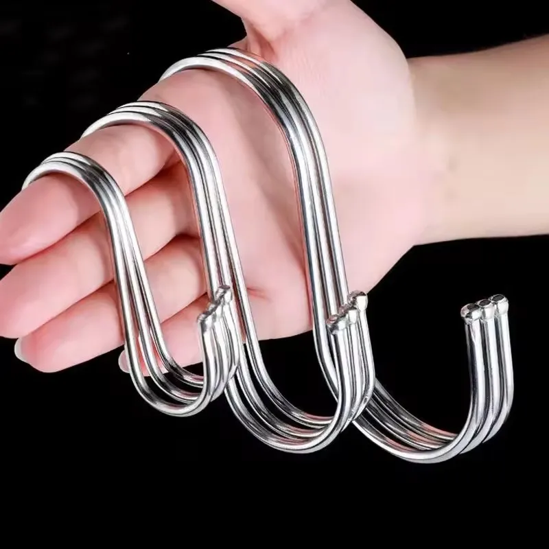 5/10Pcs S-Shape Hook Stainless Steel Clothes Bags Towel Plant Hanging Rack Multi-function Kitchen Bedroom Railing S Hanger Hooks