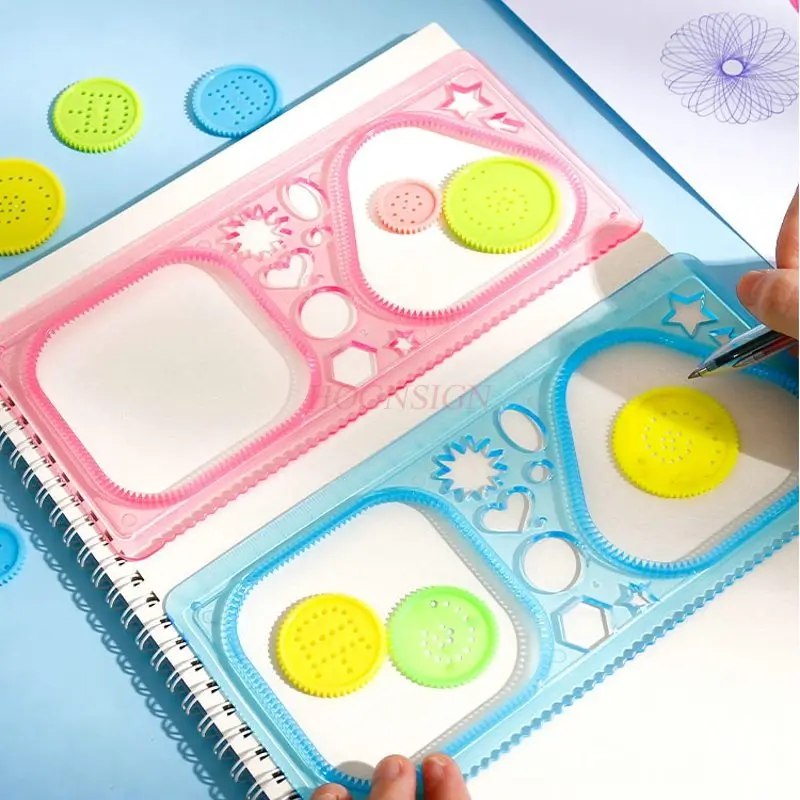 

2pcs Versatile and versatile ruler, puzzle and magical stationery, geometric shapes, children's drawing template ruler