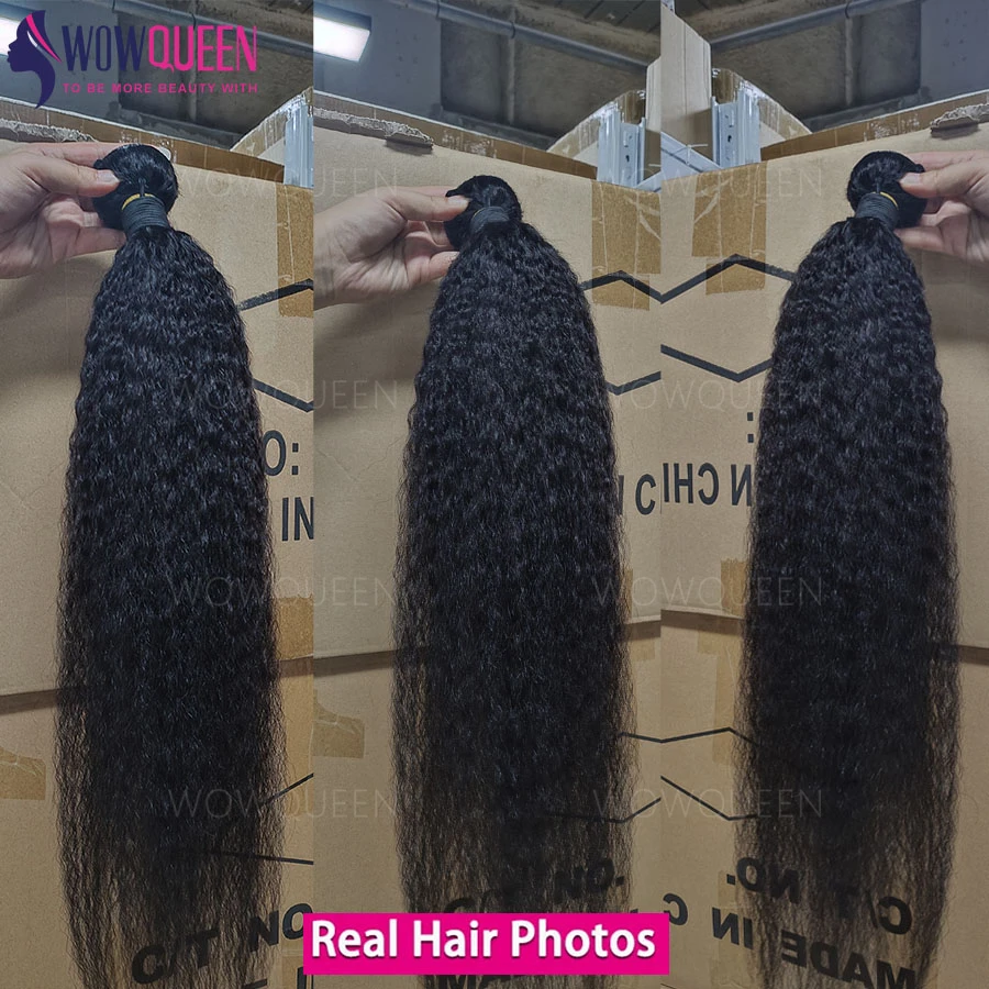Kinky Straight Human Hair Bundles 30 32 Inch Remy Hair Extensions For Women Thick Yaki Straight Human Raw Hair Weave Bundles — zdjęcie 4