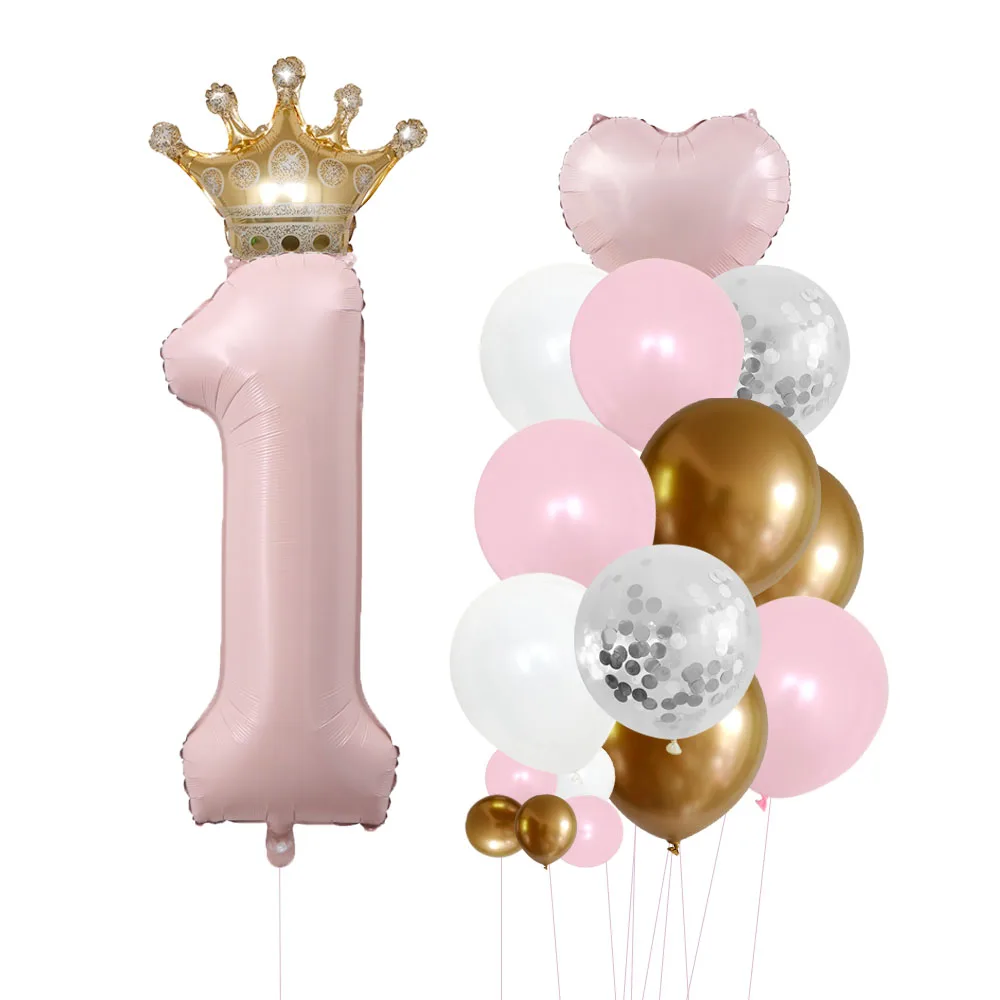 24 Stück 1-jährige Kronen-Aluminiumfolienballons für Geburtstagsfeiern für Jungen und Mädchen, einjährige Dekoration, Geburtstagsdekorationsballons