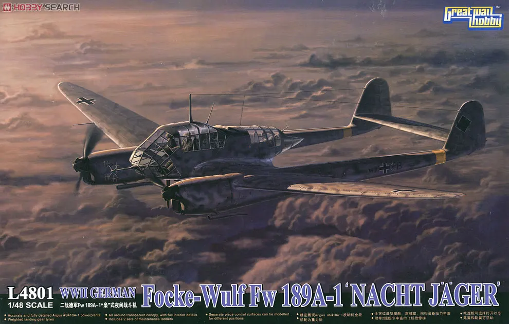 Great Wall hobby ประกอบเครื่องบินชุด L4801 Focke-Wulf Fw 189A1 Night Fighter 1/48