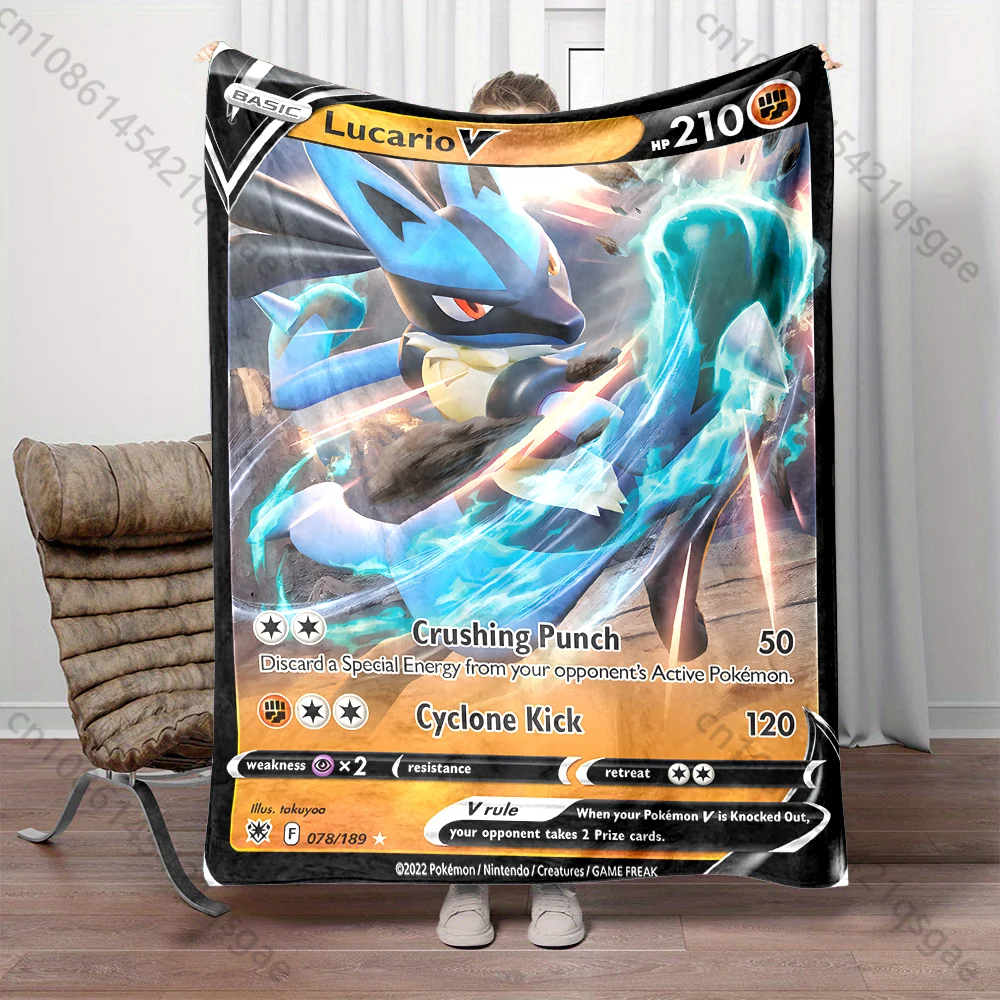 1PC Pokémon Cards Lucario Pattern Blanket Warm Soft Fluffy Kids Adult Sofa Bed Throw Blanket Suitable Travel Camping for Gifts