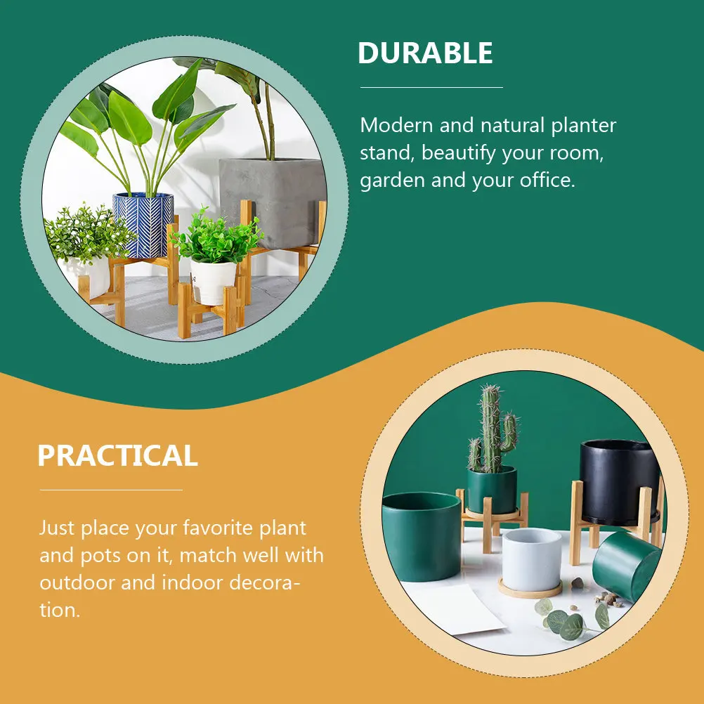1Set Heavy Sturdy Beech Wood Plant Stand with Floor Pads for Stability Modern Planter Display Rack Indoor Garden Office Decor