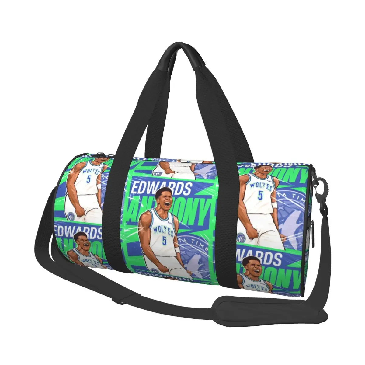 

Anthony Edwards Timberwolves Illustration Artwork Large Duffle Gym Bag Waterproof Duffle Travel Bags Handbags Fitness bag