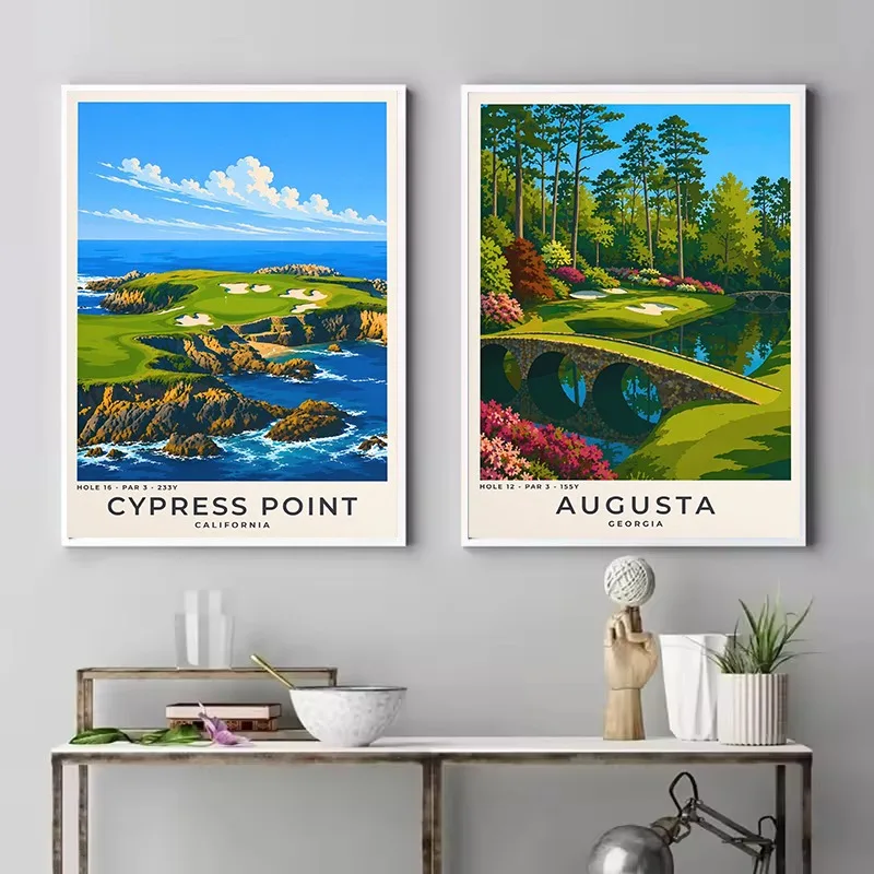 Modern Golf Locations Sawgrass Augusta Masters Clubhouse Poster Travel Scenery Canvas Painting Wall Art for Club Home Decor Gift