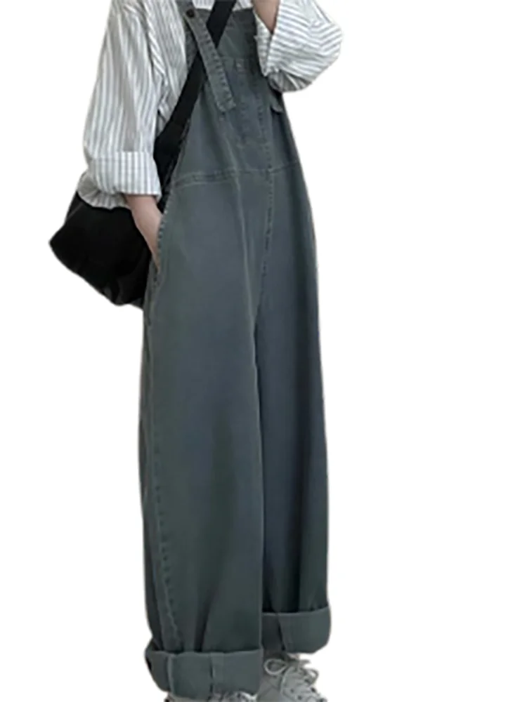 DR salopette en jean haut de gamme femme automne 2025 grande taille décontracté ample Vintage jambe large pantalon une pièce Simple Sle élastique W...