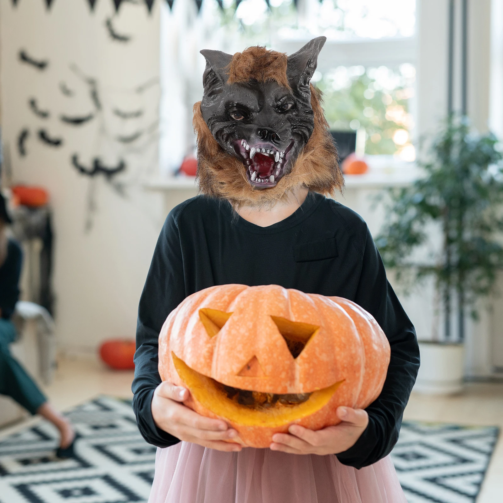 

Wolf Head Glove Mask Scary Horror Animal Adult Halloween Costume Accessories Makeup Dress Up Cosplay Props Realistic