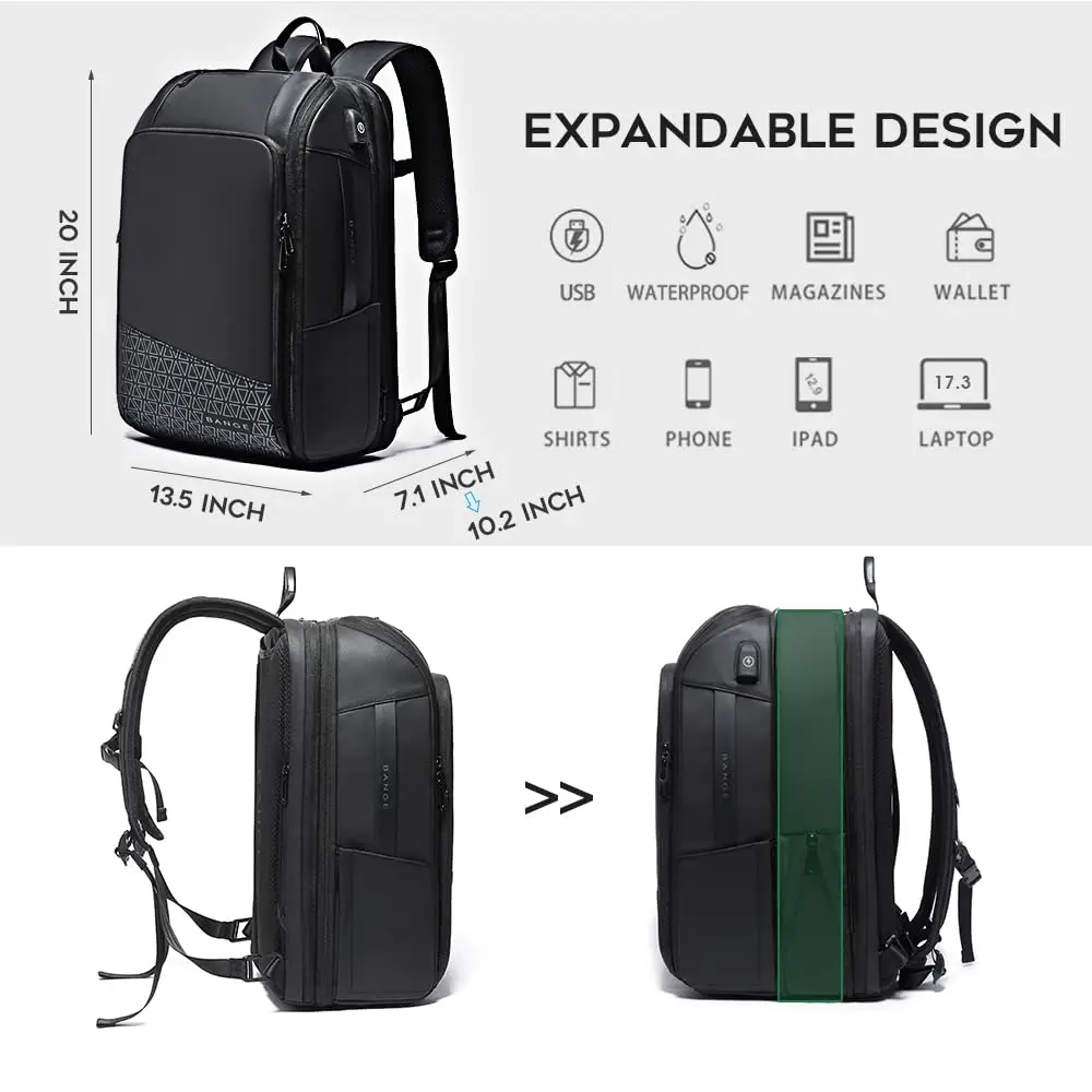 BANGE 54L Expandable Men's Backpacks Business Travel Backpack Bolsas Femininas Durable Bagpacks for Men Fits 17.3in Laptop