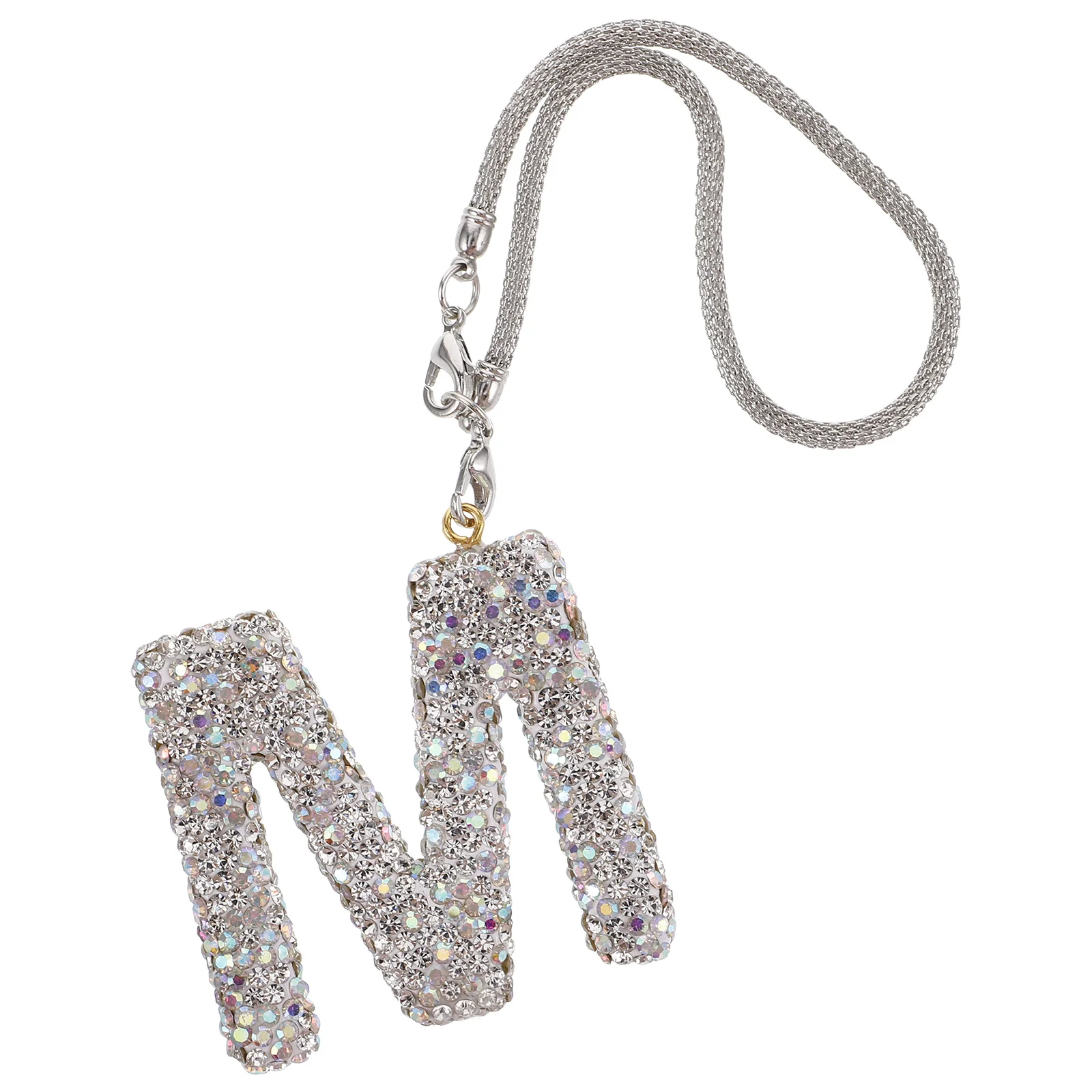 

M Letter Car Hanging Charm with Sparkling Rhinestones Bling Interior Decoration for Rearview Mirror Women's Auto Accessory Cute