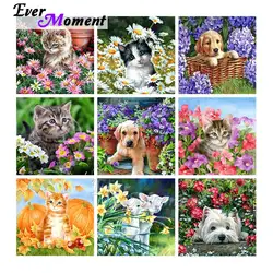 Ever Moment Diamond Painting Resin Drill Animal Cat Dog Sheep Paint By Diamond Beads Art Flower Gift 5L556