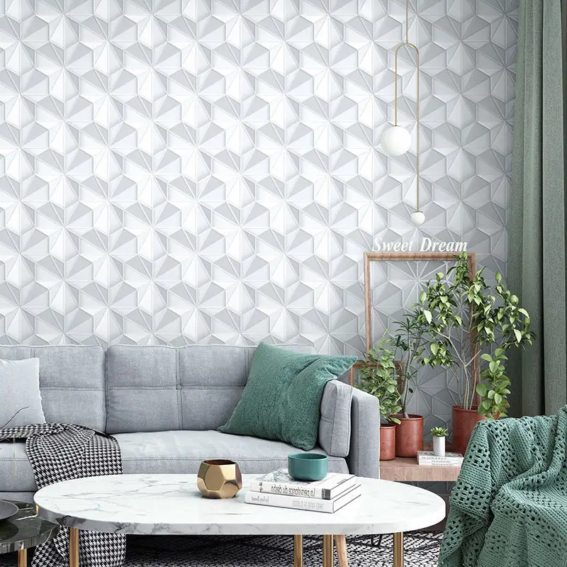 

Modern Geometric Thicken 3d Grid Wallpaper Waterproof Vinyl Pvc Wall Paper for Living Room Home Background Mural Papel Pintado