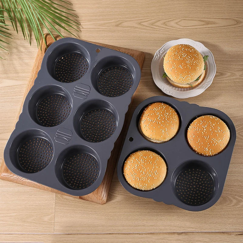 

Silicone Hamburger Bread Mold 6 Cavity Hamburger Bun Pans for Baking Bread Bun Baked Plate Bakeware DIY Hamburger Bun Baking Too