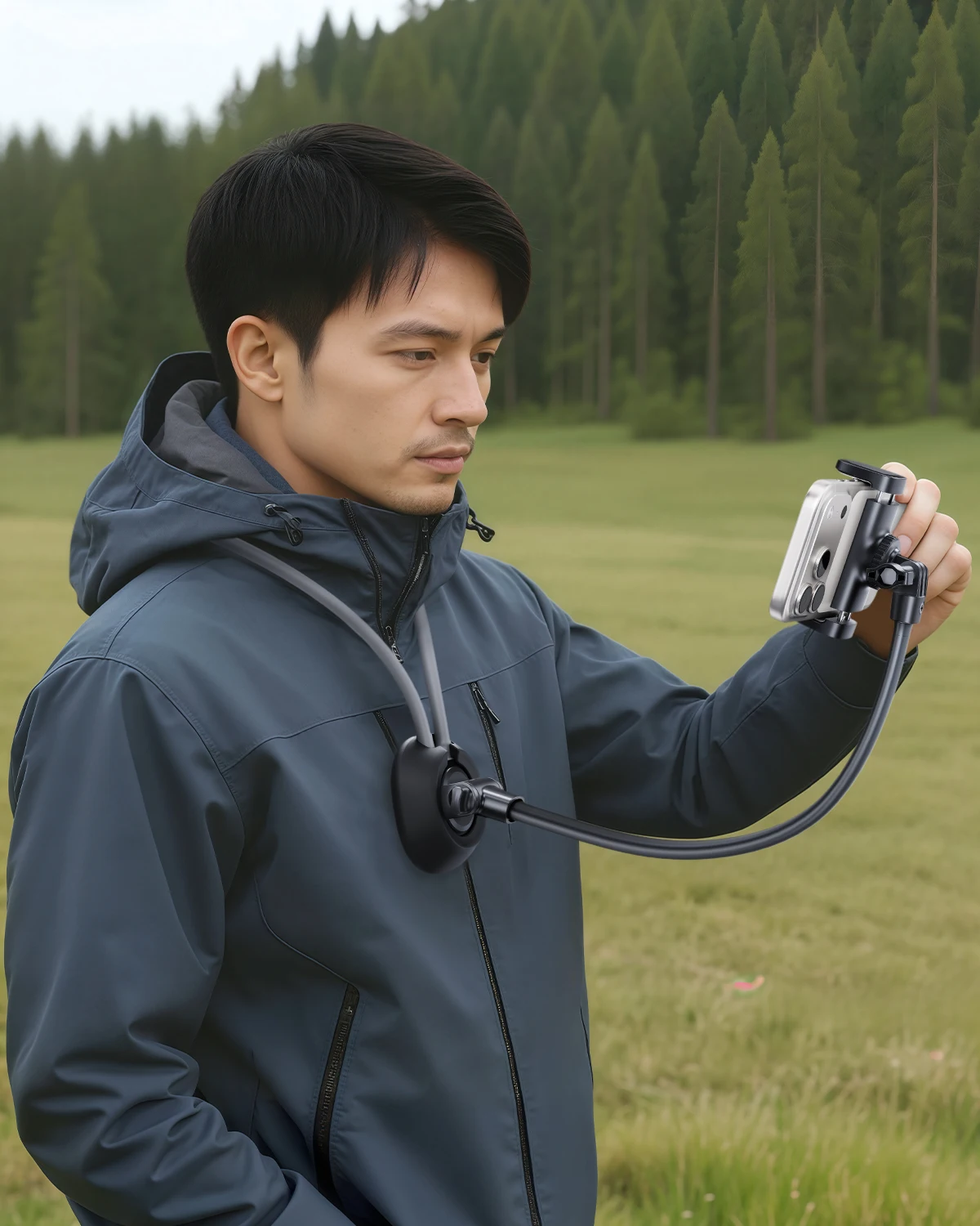 Oatsbasf Lazy Neck Phone Holder Stand Extendable Neck Hanging Adjustable Clip Phone Bracket Universal for iPhone Xiaomi Huawei