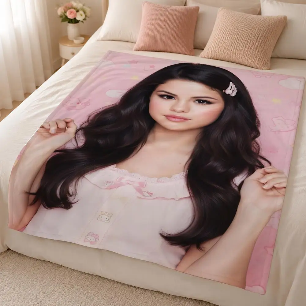 Celebrity S-Selena Gomez American Pop Singer Actress Throw 320g Soft Flannel Fleece Throw Blanket Cover Sofa Bed Dorm Nap Gift