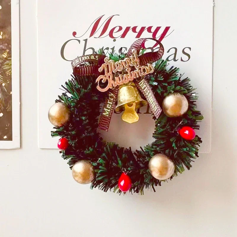Christmas Decor Fridge Magnet Simulation Christmas Garland Refrigerator Magnet Whiteboard Sticker Mini Wreath Home Decoration
