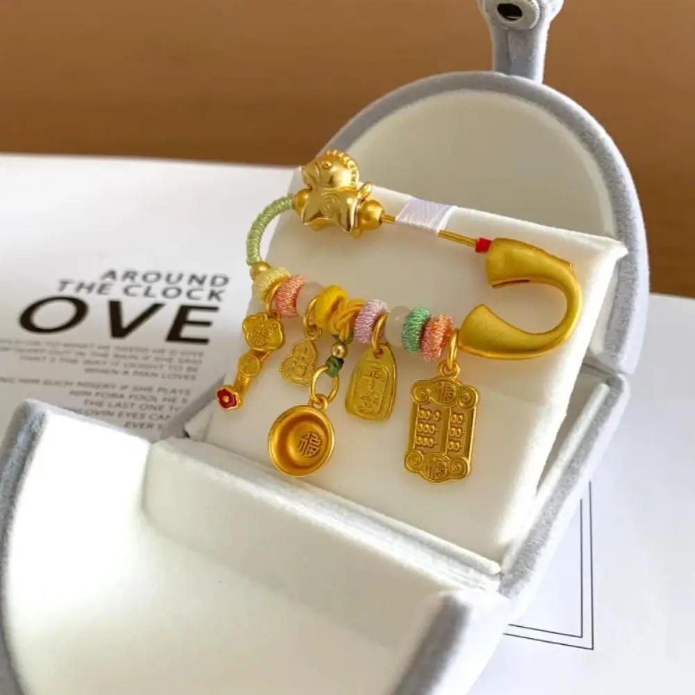 Horse Year Zodiac Horse Brooch Pendant Pony Gold Color Lucky Pins Chinese Style Good Luck Sand-plated Ornaments Newborn Baby