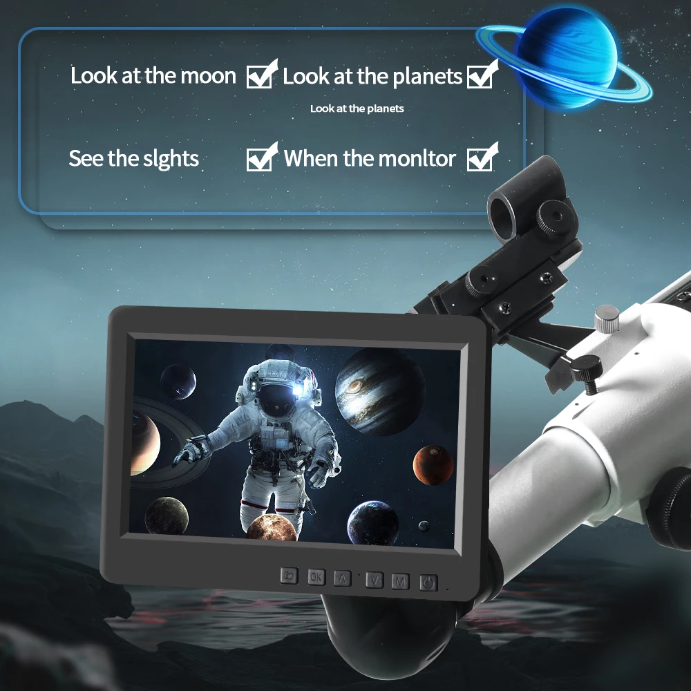 7 Inch Astronomical Telescope Electronic Eyepiece Recorder Stargazing Mirror 1.25