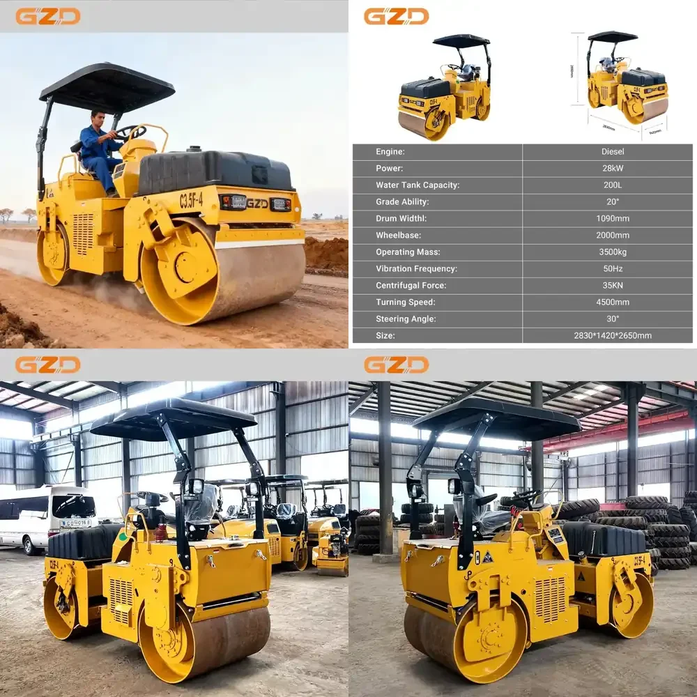 Road Machinery Compaction 3.5 Ton Ride-On Double Drum Roller Precision Compactor Machine