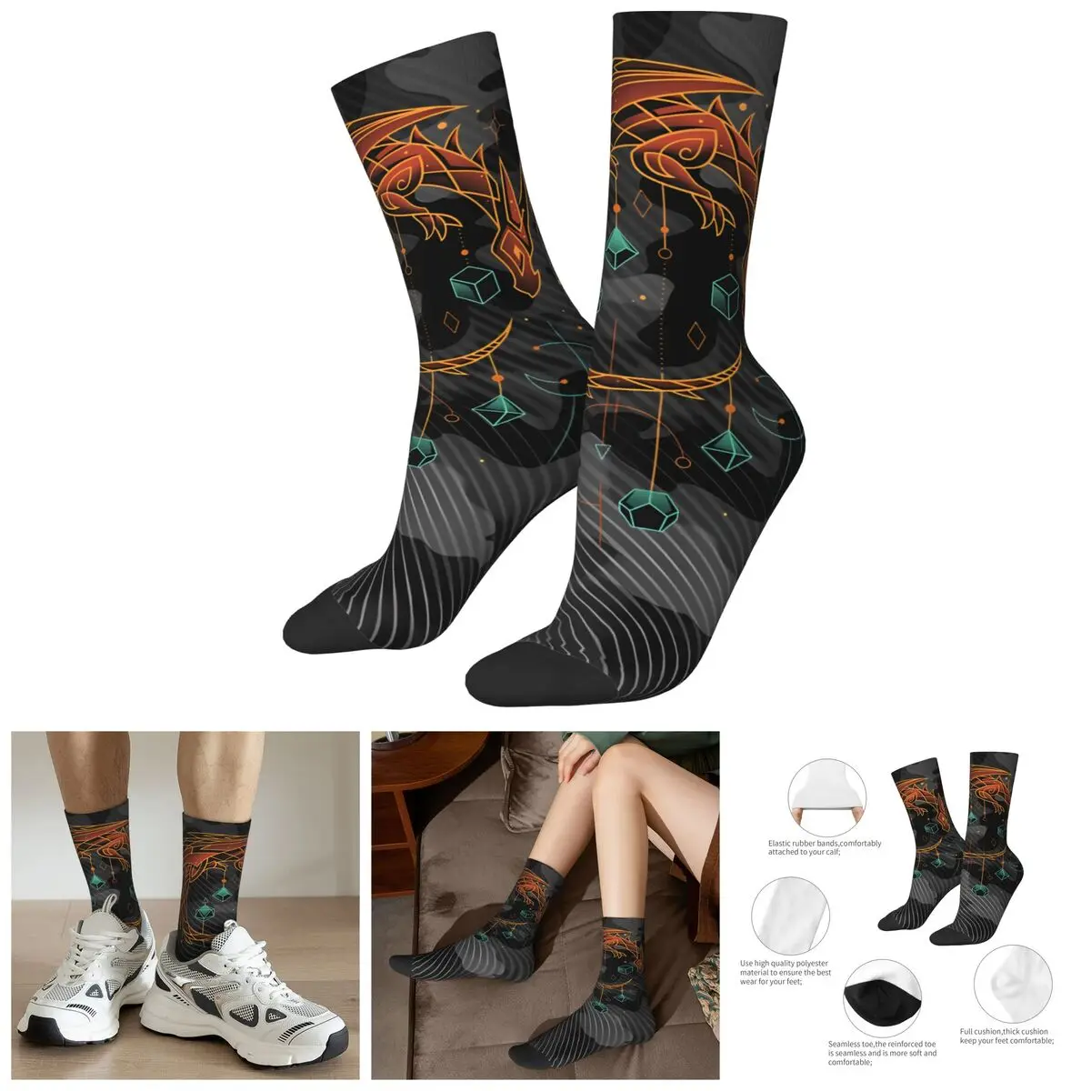 Hip Hop Vintage Stunning Crazy Men's compression Socks Unisex Dungeons & Dragons Harajuku Pattern Printed Funny Novelty