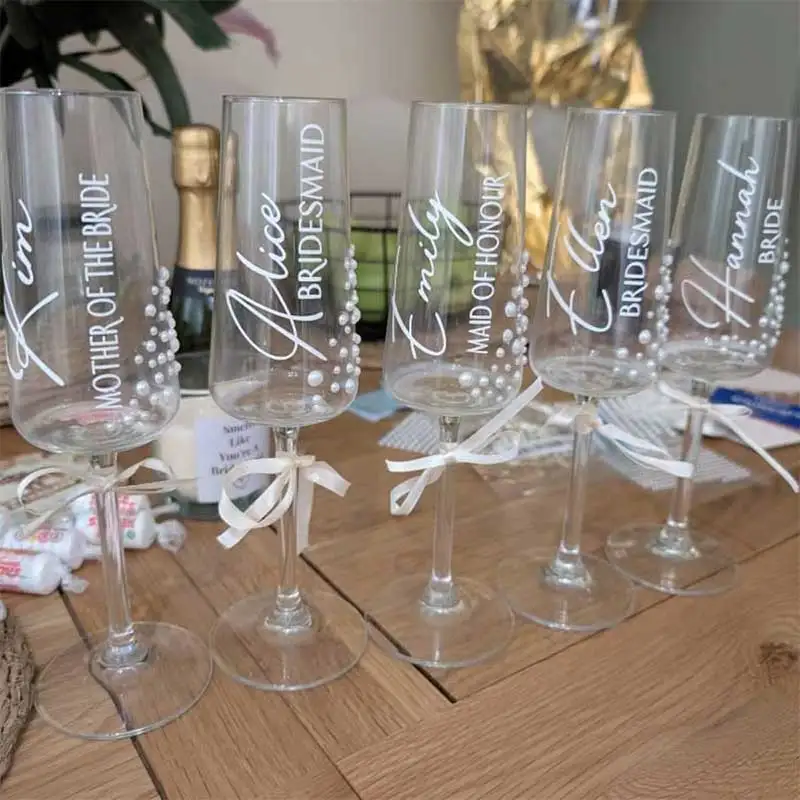 Custom Wedding DIY Vinyl Stickers Bridal Party Gifts Name Stickers Wedding Glass Vinyl Decal, Bride, Bridesmaid,Labels